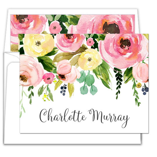 Spring Peonies Folded Note Cards